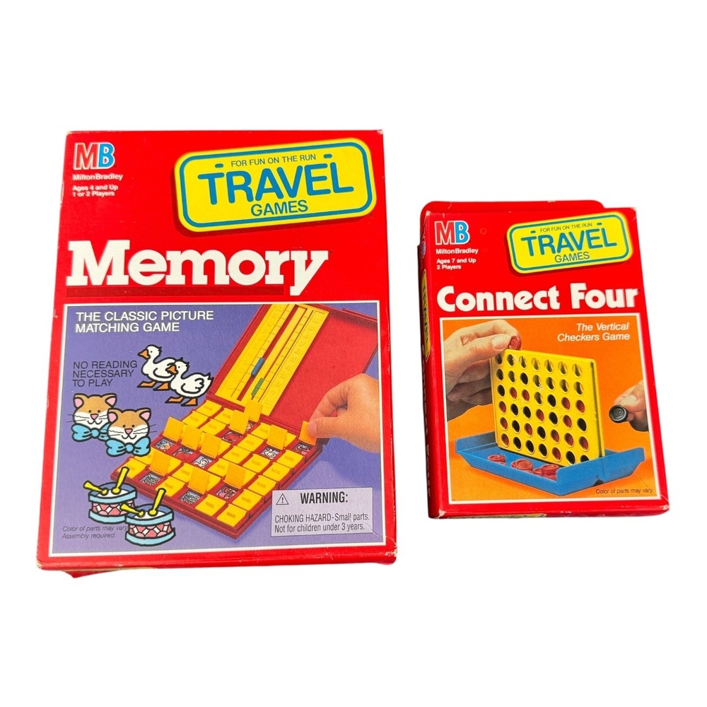 Milton Bradley MB Travel Games Memory Classic Picture Matching Game Connect Four